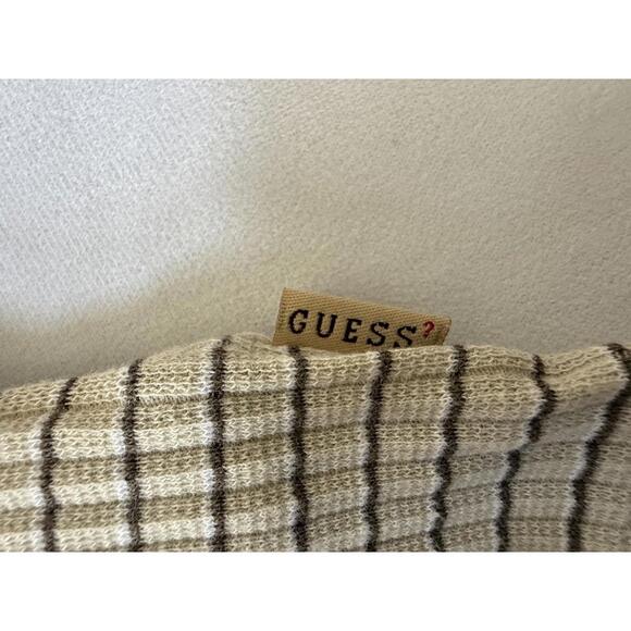 Vintage Guess Jeans Men's Short Sleeve Beige Grid Pattern Shirt Large - Picture 5 of 7